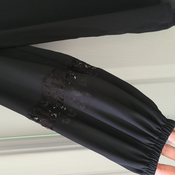 APT 9 Black Lace Balloon Sleve Size M Work Dress Blouse Shirt - Picture 2 of 6